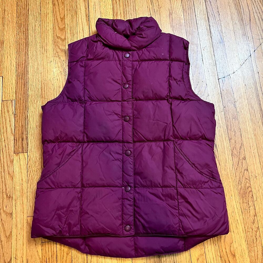 Lands End Vest Womans Small 6-8 Maroon Red Goose Down Puffer